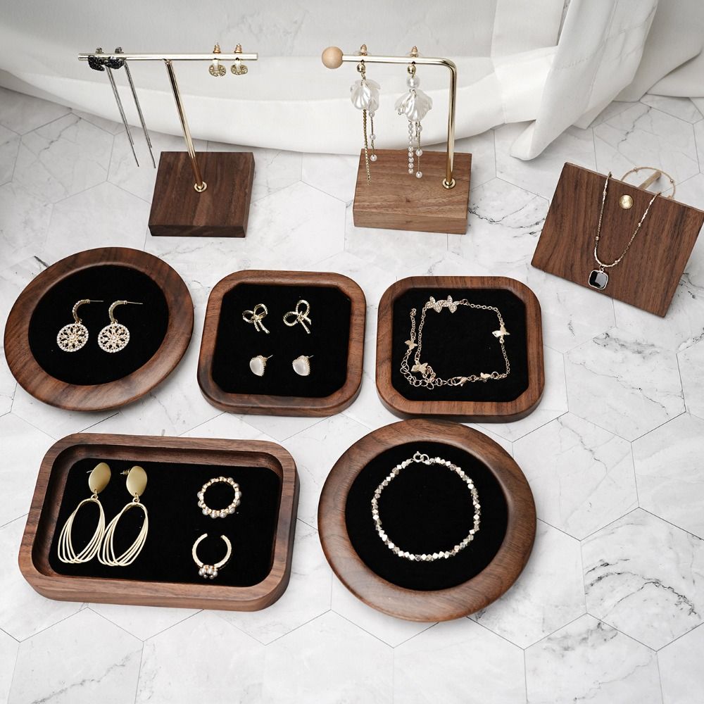 Wood Ring Blank - Nampan cincin kayu geometris sederhana anting-anting