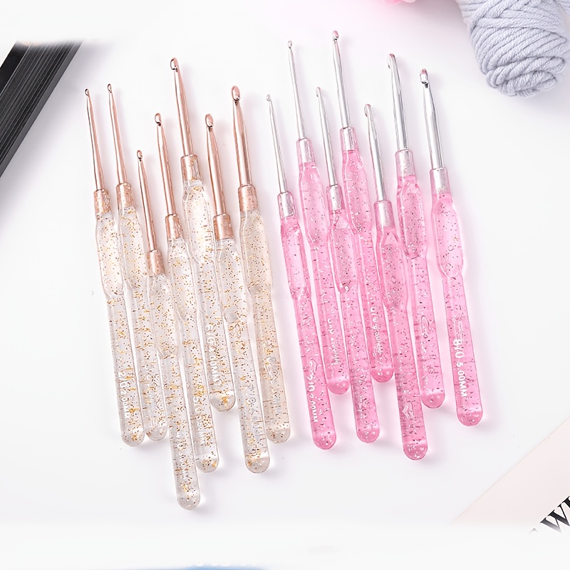 Resin Glitter Pack - Set Jarum Rajut Resin Transparan Berkilau,