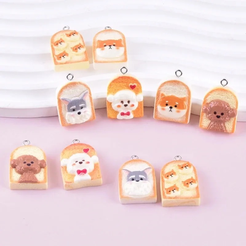 Resin Craft Material - 10 Buah Liontin Resin Anjing Roti