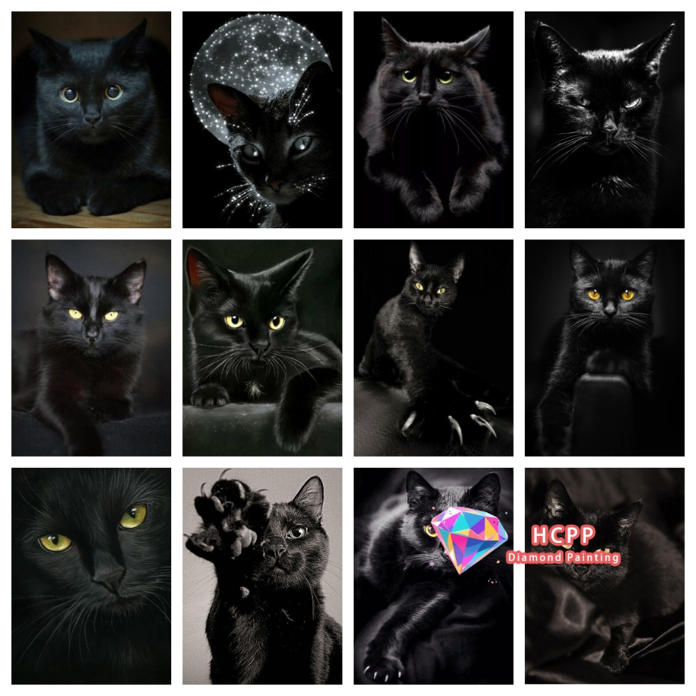 Resin Craft Kit - Kit Lukisan Berlian Hewan Kucing Hitam