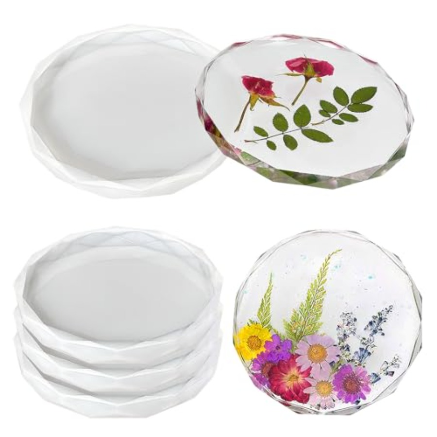 Geode Mold Silicone - 4 Paket Cetakan Coaster - Cetakan