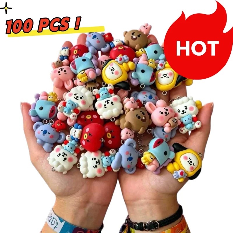 Resin Craft Material - 7pcs BT21 Resin Kartun Charm Aksesoris