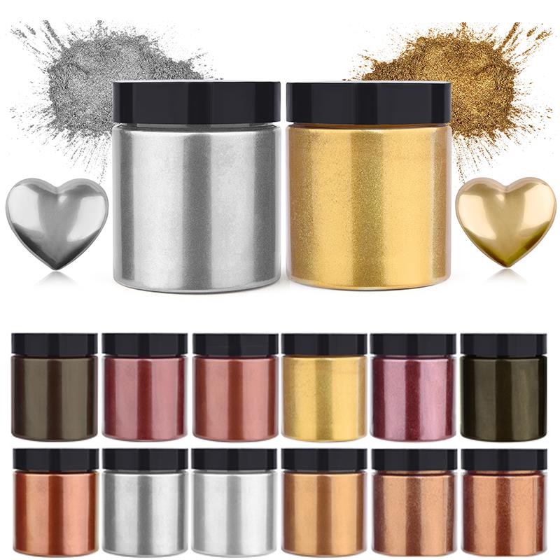 Resin Pigment Set - 50g kilau logam emas perak warna