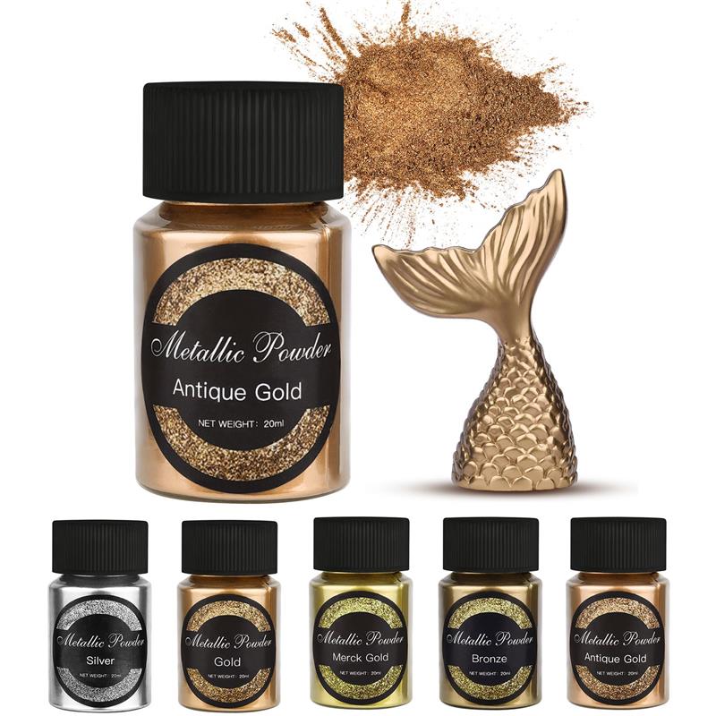 Resin Pigment Set - 20 Ml kilau logam emas perak