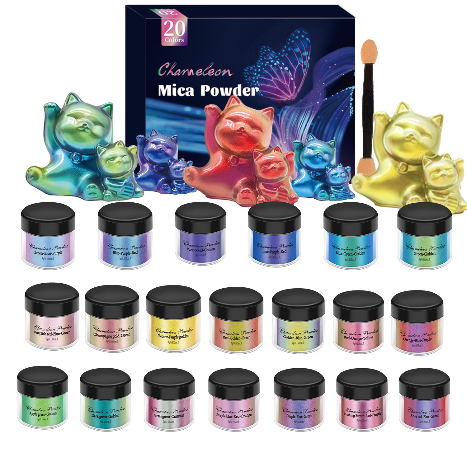 10/20 Buah Set Pigmen Cermin B - Resin Pigment Set ulasan dan harga
