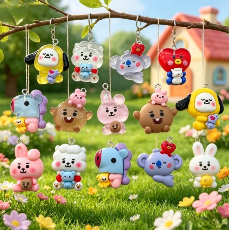 7pcs BT21 Resin Kartun Charm A - Resin Craft Material ulasan dan harga